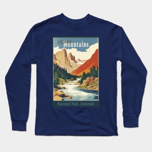 Rocky Mountains National Park Vintage Travel Poster Long Sleeve T-Shirt